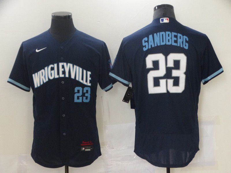 Men Chicago Cubs 23 Sandberg City Edition Blue Elite Nike 2021 MLB Jersey